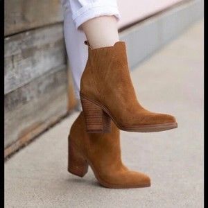 Marc Fisher Womens Brown Suede  Pointed Toe Block Heel Gadri Booties  10 M